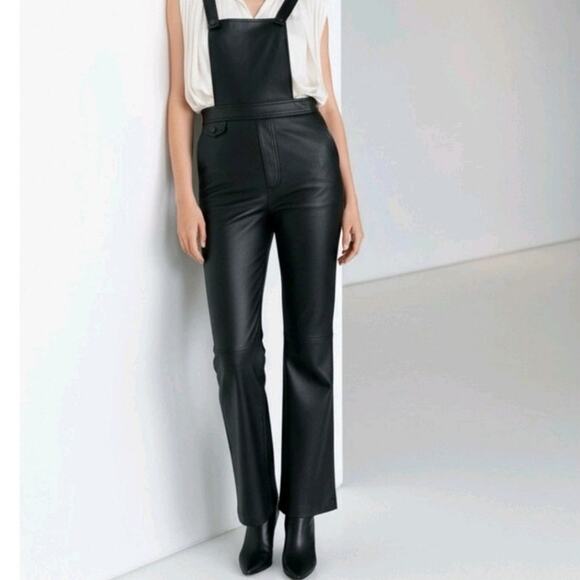 NEW Maeve Faux Leather Overalls - Picture 3 of 6